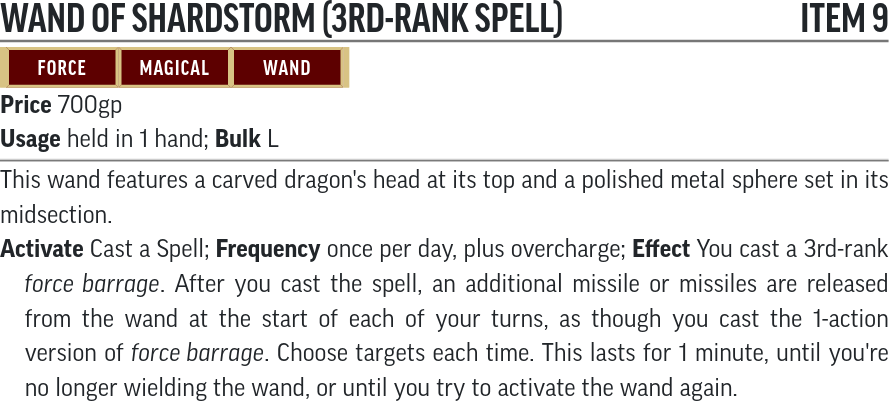 3rd rank Wand of Shardstorm stats
